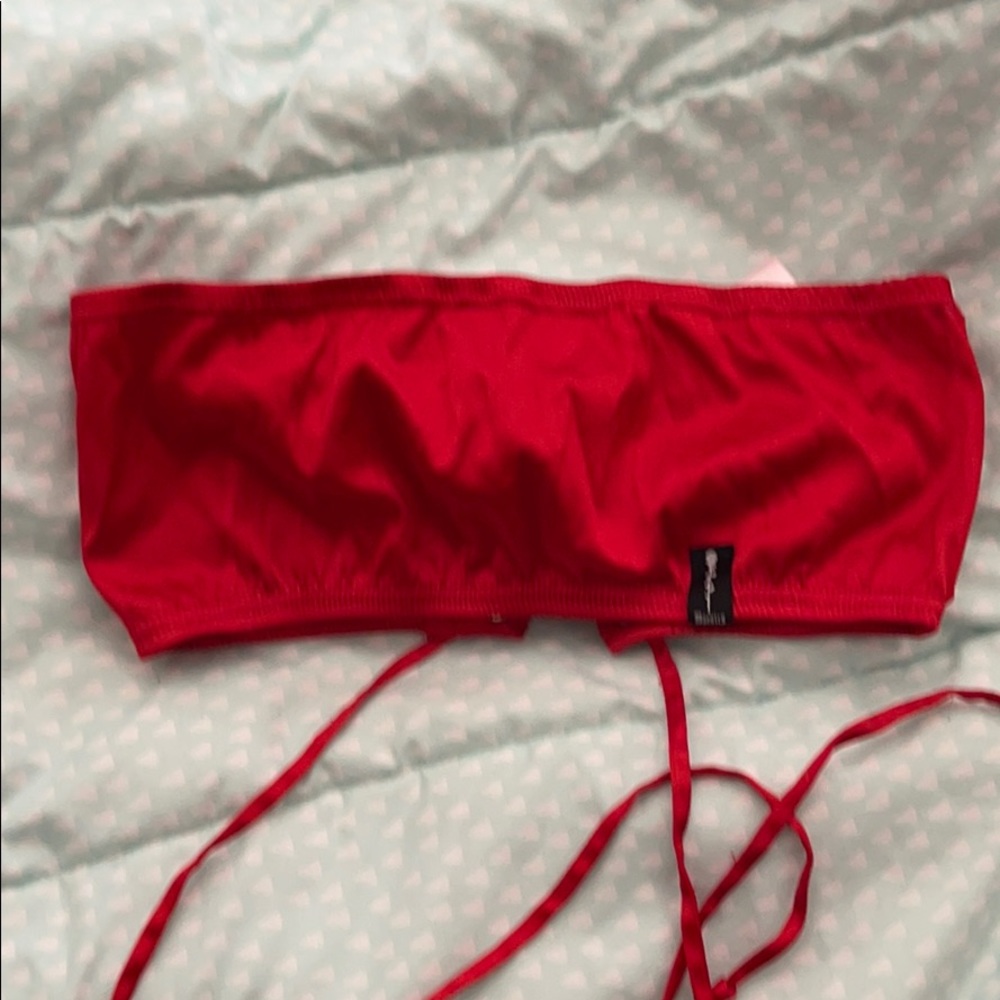 Red satin tube top poster grl
